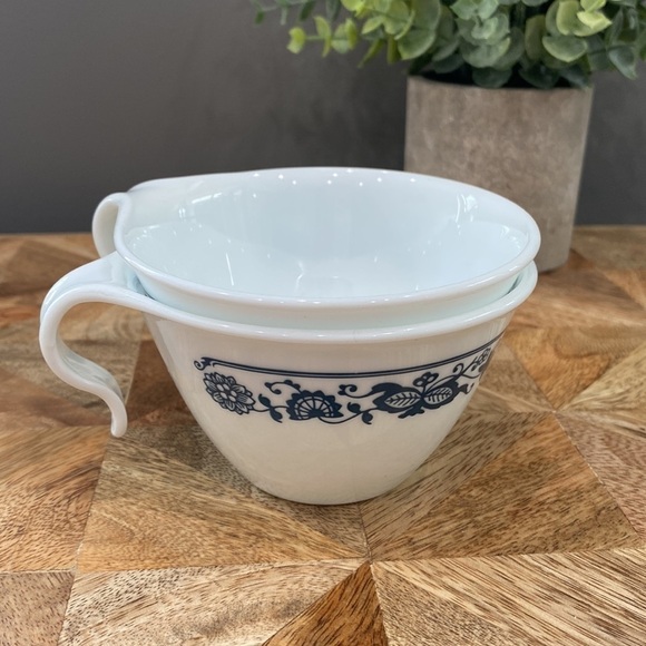 Vintage Corelle by Corning Blue Tea Cups, Set of 2 - Picture 3 of 10